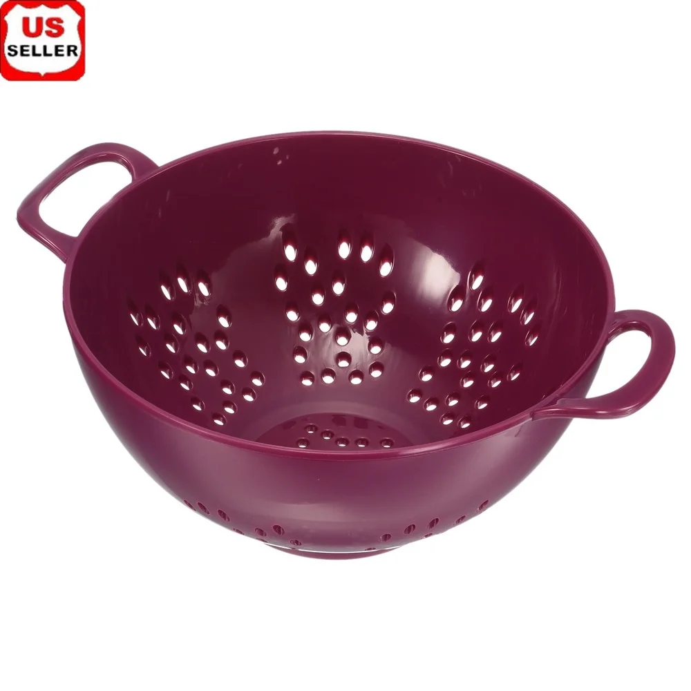 

Plastic Food Colander with Double Handles Kitchen Vegetable Drainer Basket Lightweight Durable Fruit Washing Tool Collapsible