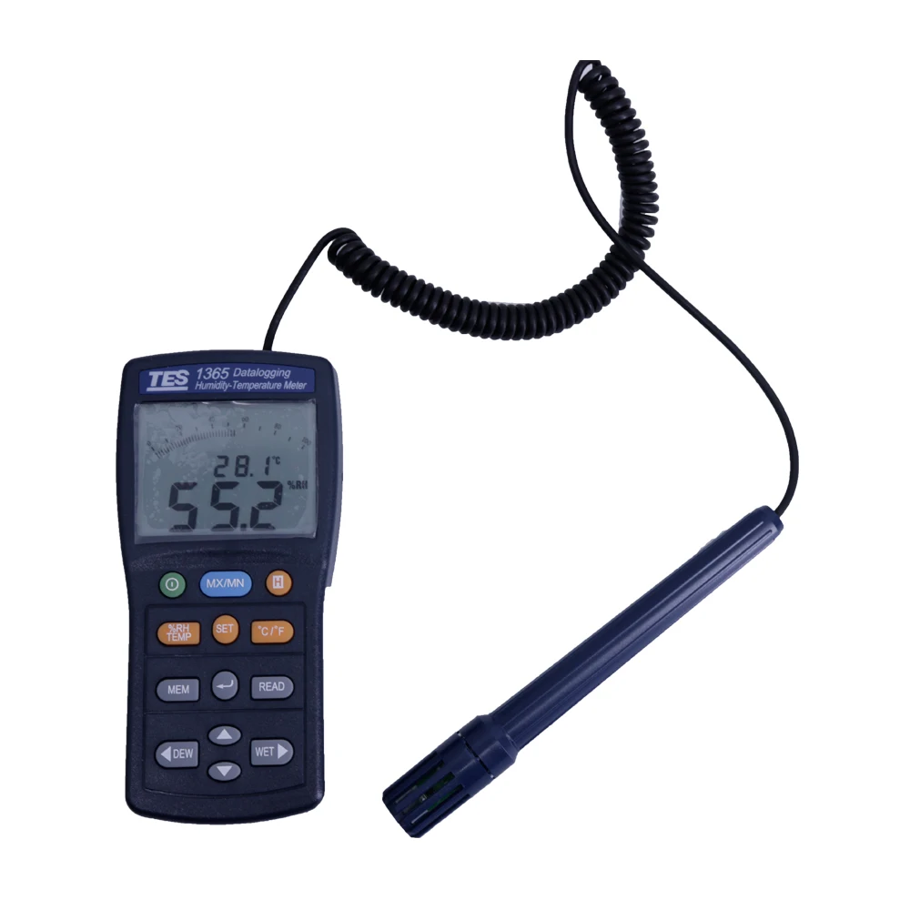 TES-1365 Temperature Humidity Meter Thermometer Hygrometer Datalogging Range -4°F~140°F/10% RH~95% RH Sampling Rate 1 Times/s