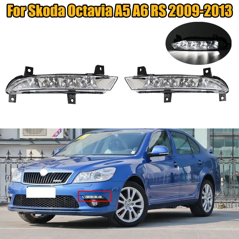 Car Lights LED DRL Front Bumper Daytime Running Light Fog Lamp For Skoda Octavia A5 A6 RS 2009 2010 2011 2012 2013 Car-styling