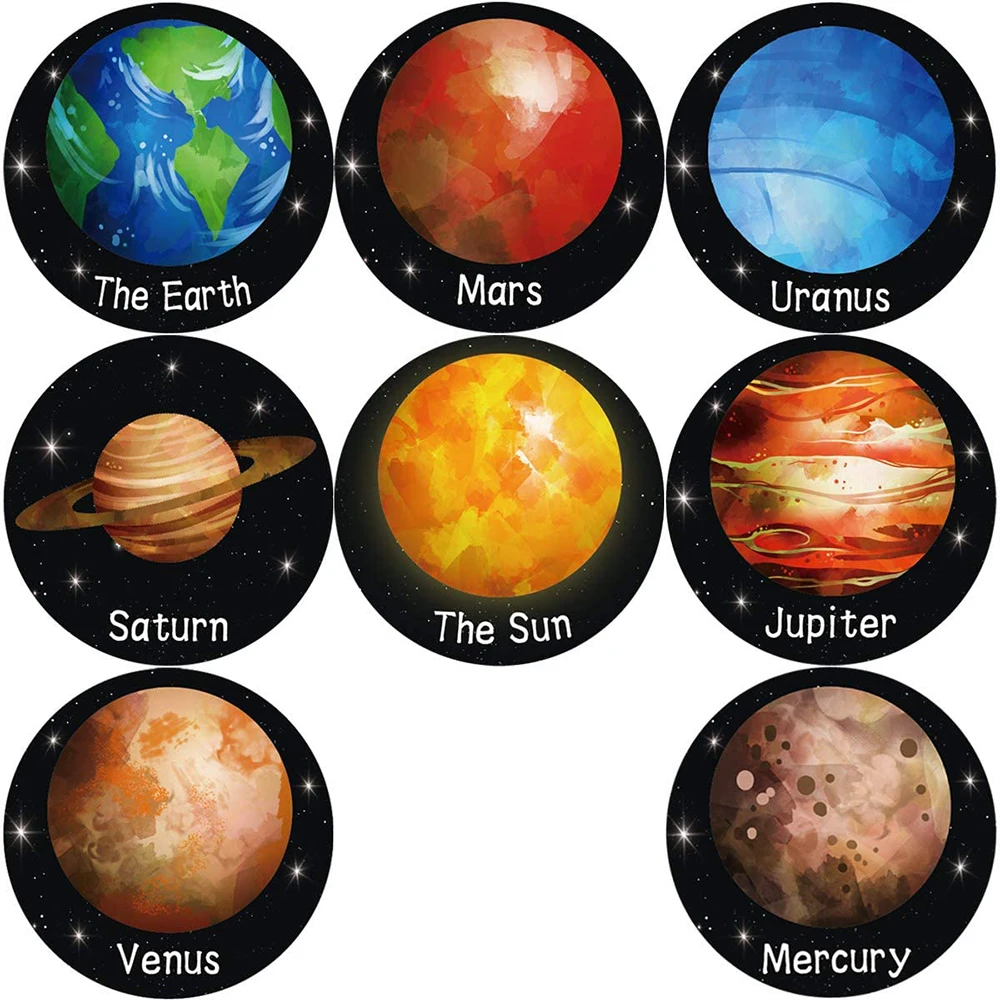 100-500PCS Solar System Planet Paper Sticker Outer Space Birthday Party Decor Sealing Label Kids Astronomy DIY Paper Tag