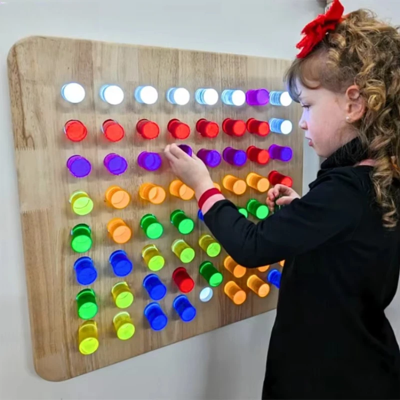 

Rainbow Acrylic Rods Led Color Change Peg Board Wall Game Sensory Activity Board