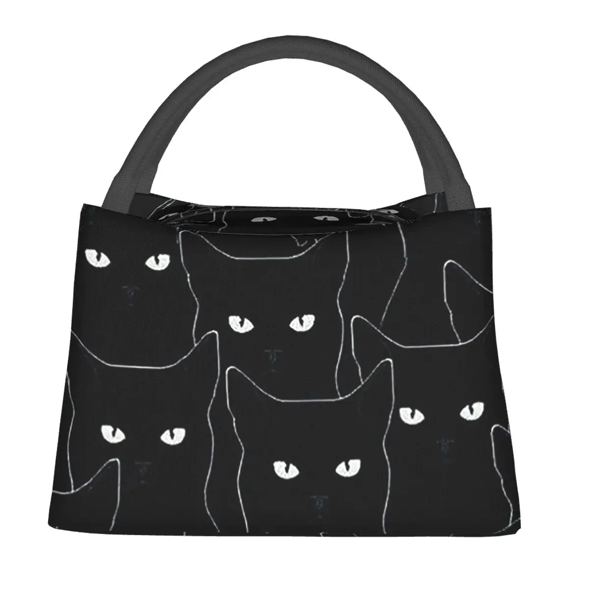 

Красочные силуэты кошек, мультяшные черные кошки, изолированная сумка для обеда для женщин и детей, портативные коробки для еды, термосумка для обеда