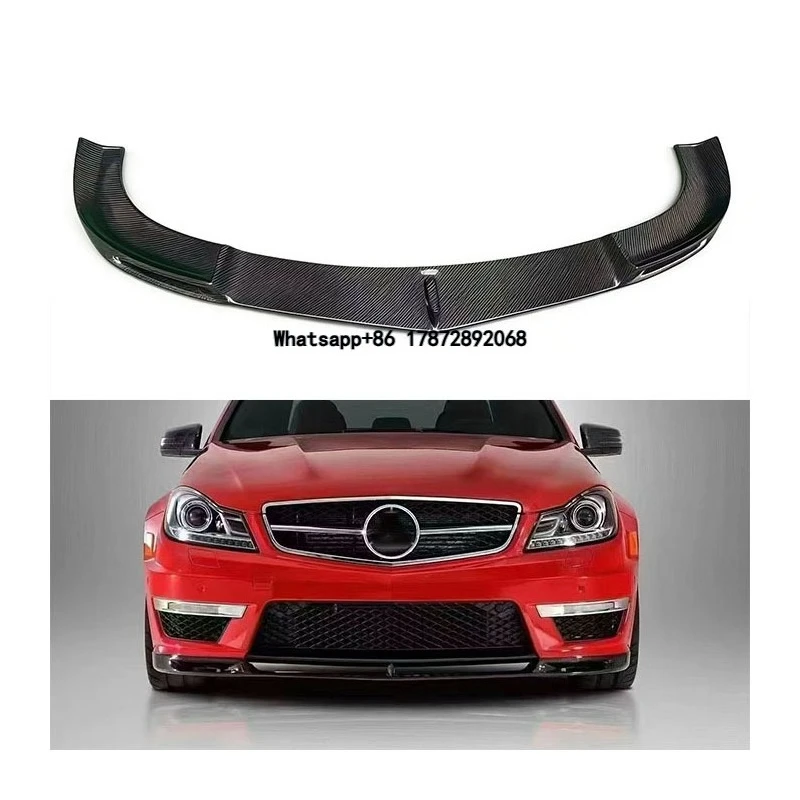 

For C-Class W204 C63 Carbon Fiber V-shaped Front Bumper, Front Splitter, and Front Lip