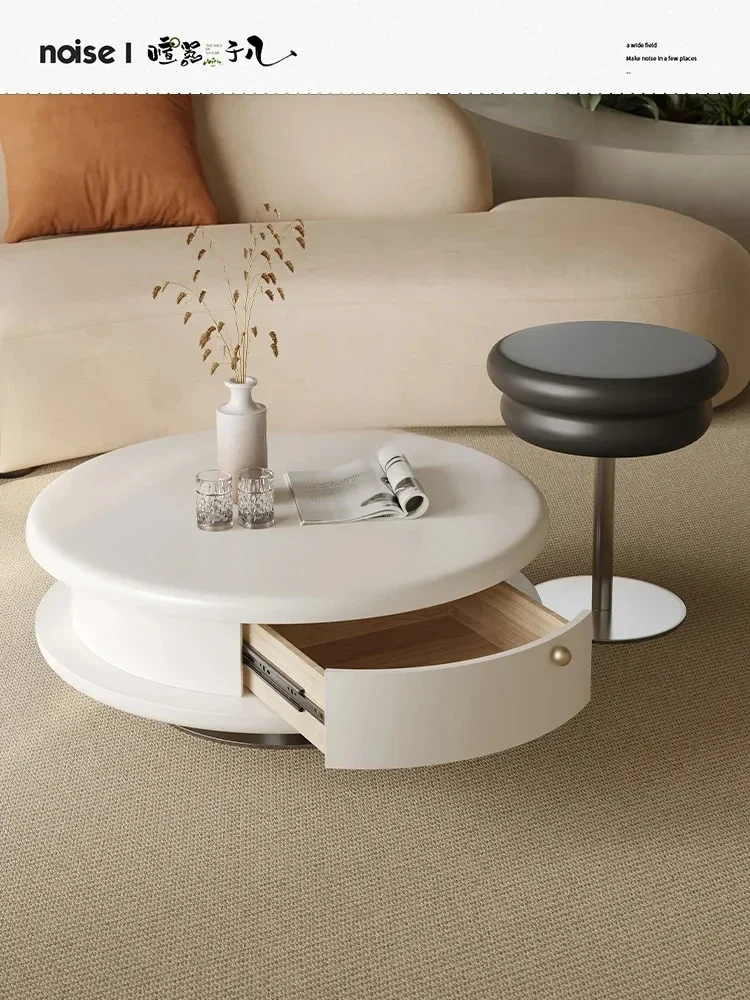 Cream Style Tea Table Small Apartment Designer Creative High Sense round Child and Mother Tea Table Combination