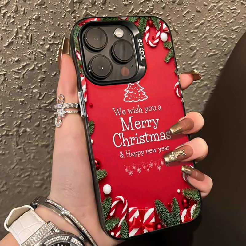 

Creative Christmas Phone Case For iPhone 17 16 11 12 14 15 13 Pro Max XS X XR 7 8 Plus 16E 17 Air Shockproof Laser Bumper Cover