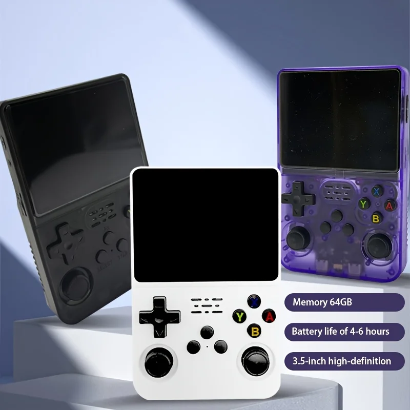 R36SHandheld Game Console - Long Battery Life, ArkOS OS with USB Charging, Supports Multiple Formats, 3.5" Display, Large Storag