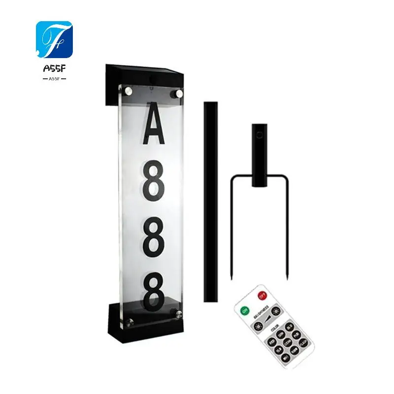 A55F-1Set Outdoor Solar House Number Plate Plug-In Door Plate Light Wall Lamp House Number Light