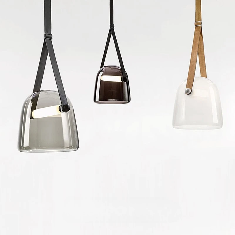 

Leather Glass Pendant Light, Nordic Postmodern Creative Personality Lighting Fixtures for Bedside Bedroom Bar Counter Restaurant