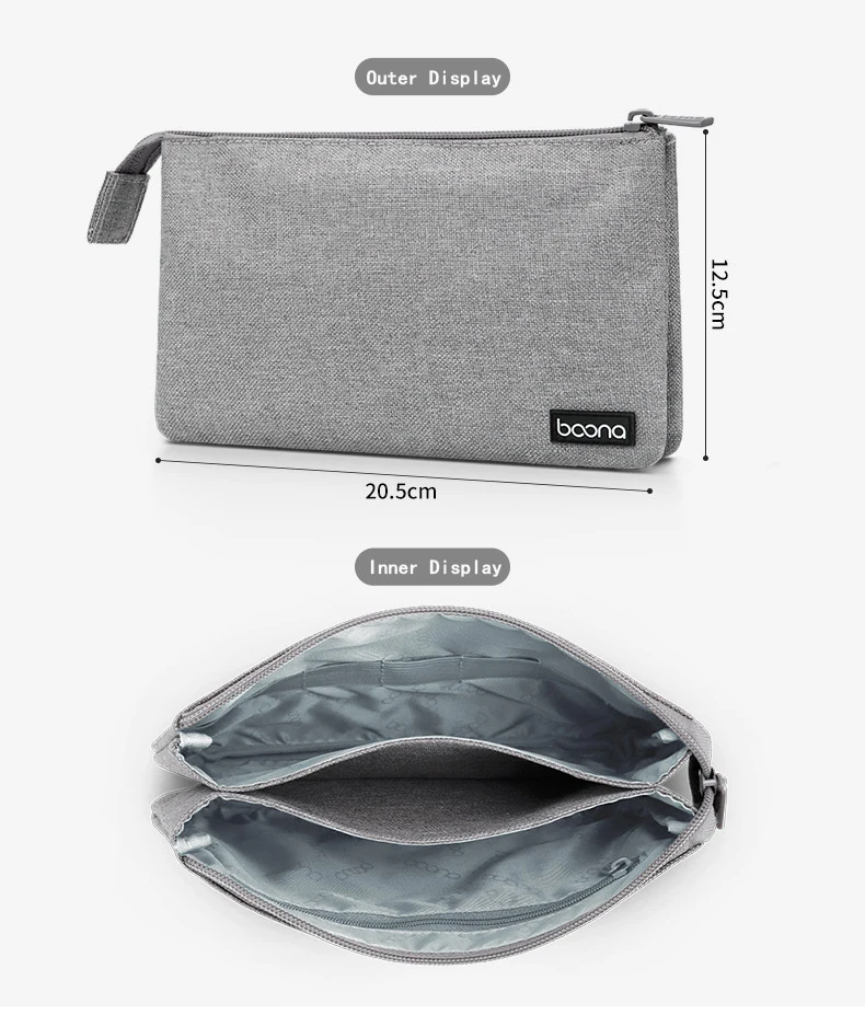 BOONA Dual Multifunctional Digital Accessory Storage Bag Electronic Accessories Organizer Pouch for Apple Power Supply Mouse view 2