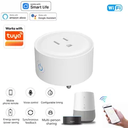 Tuya wifi US standard smart small round plug remote control mobile phone app control voice control compatible with Google