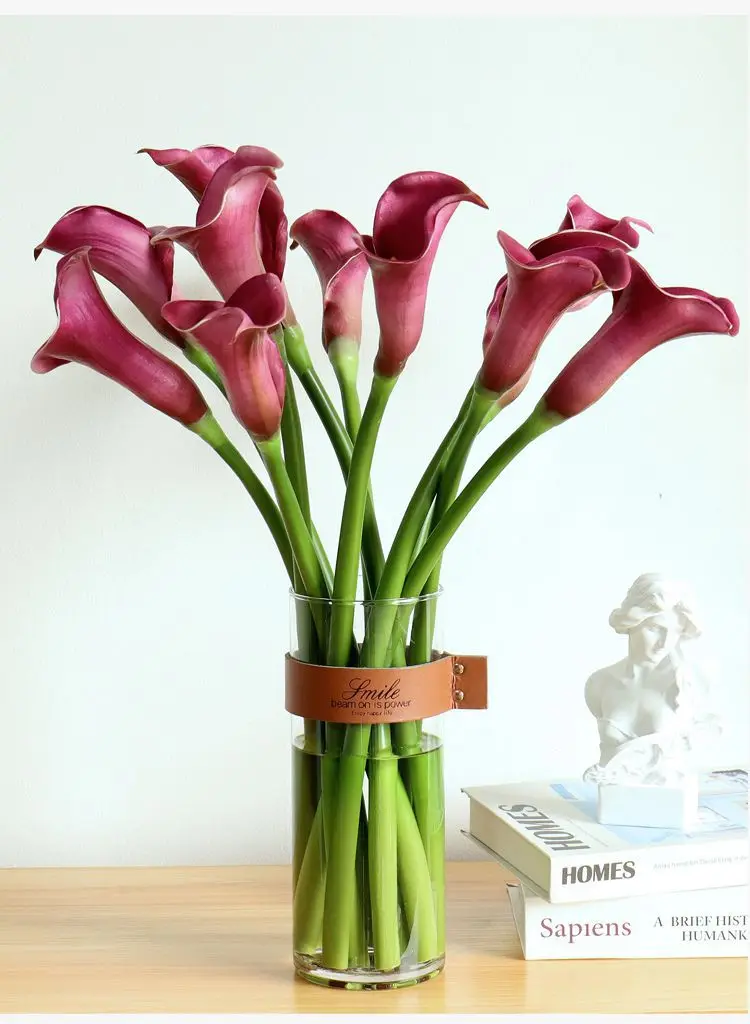 7 Stück PU Lange Zweige Große Calla-Lilien Realistische Künstliche Blumen Hochzeitsdekoration Blumenarrangement Heim-Party Calla Kunstblumen – Detail 4