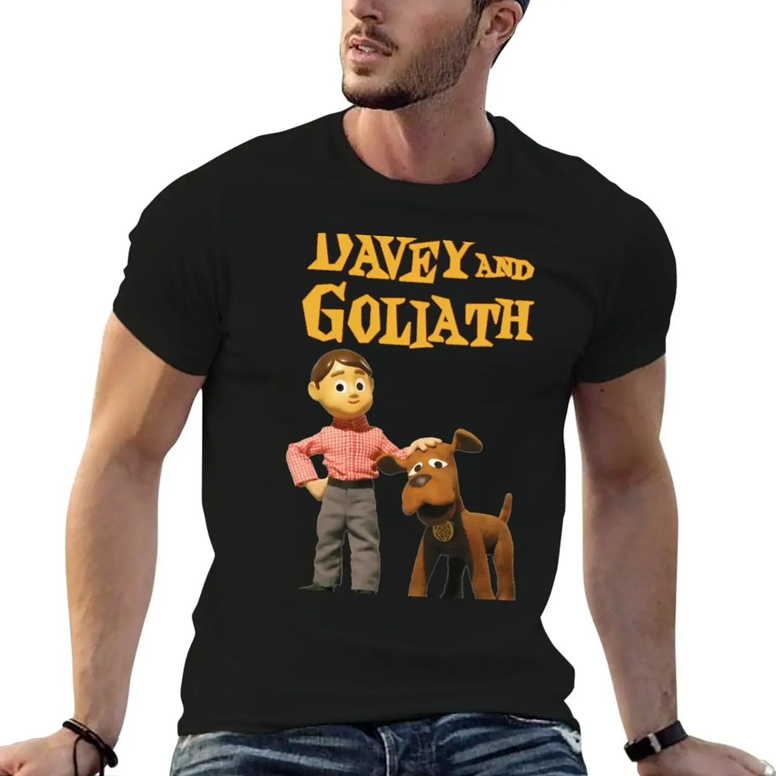 Davey and Goliath T-Shirt anime stuff graphic t shirt vintage mens workout shirts