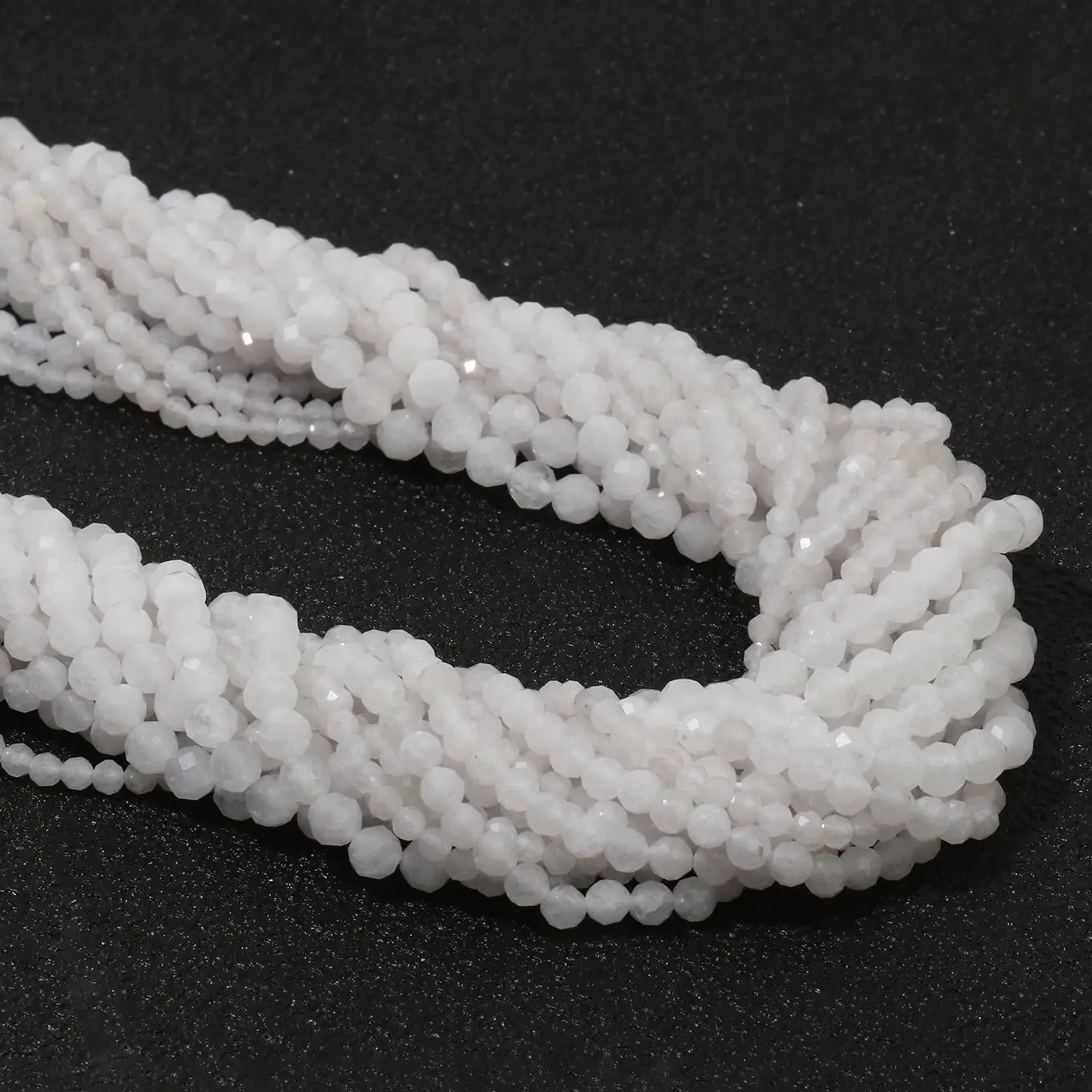 2/3/4mm AA Faceted White Jade Beads Natural Small Stone Tiny Waist Loose Bead For Jewelry Making Diy Bracelet Earrings Accessory