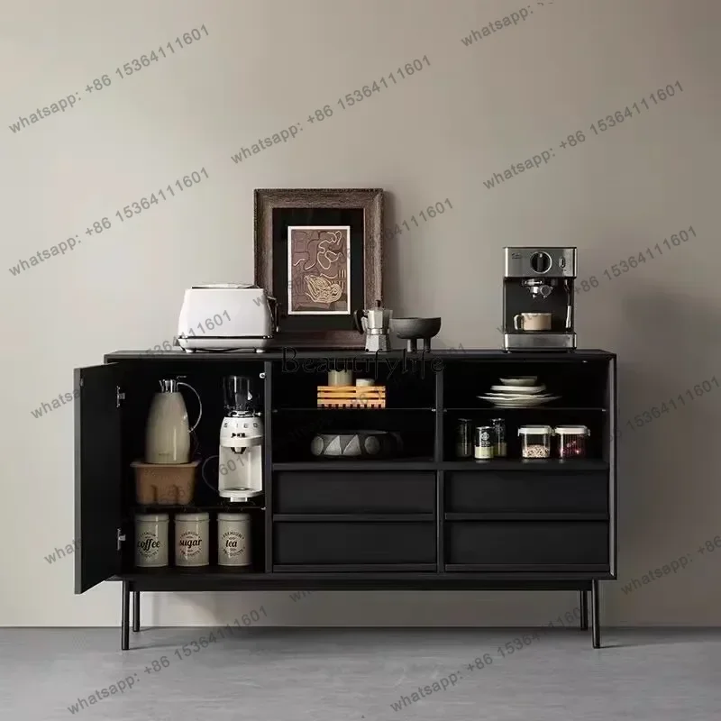 PJ Solid Wood Dining Side Black Locker Simple Household Living Room Storage Cabinet