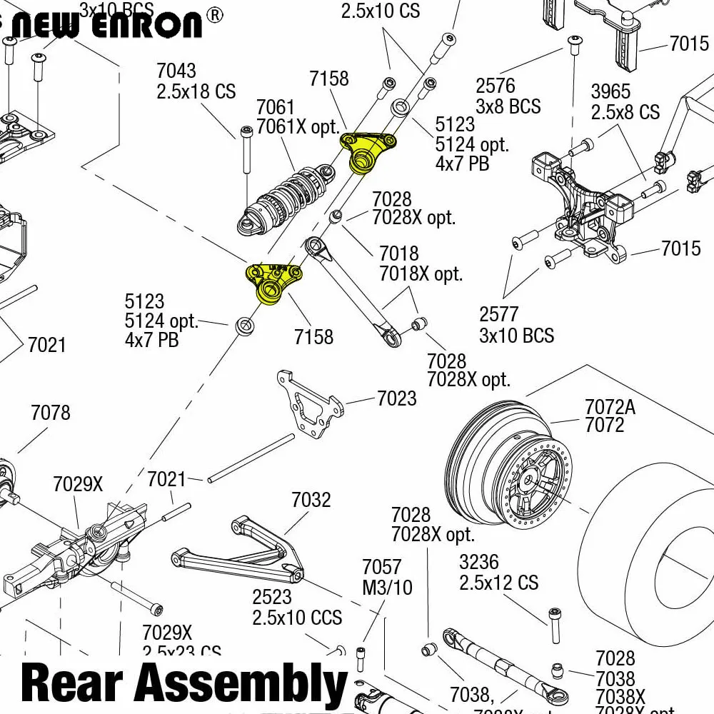 NEW ENRON Aluminum Front&Rear Rocker Arms SET #7158 For RC Traxxas 1/16 Summit 72054 E-Revo 71076-3 Slash 70054