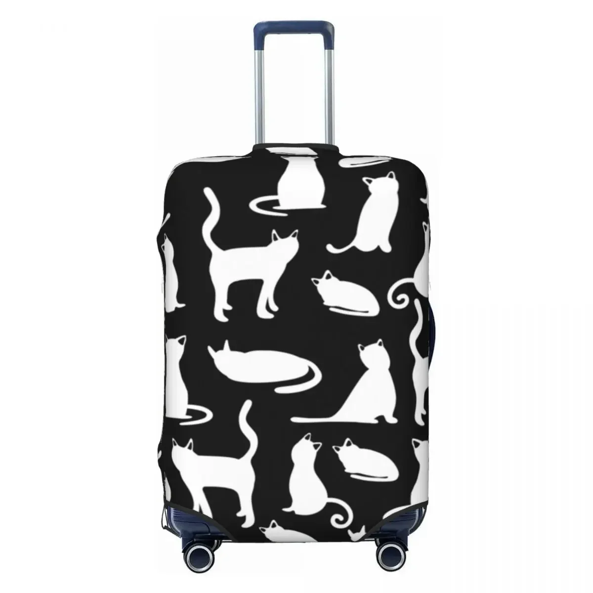 Black White Cat Pattern Suitcase Cover Kitten Family Playful Cats Strectch Business Protection Luggage Accesories Flight