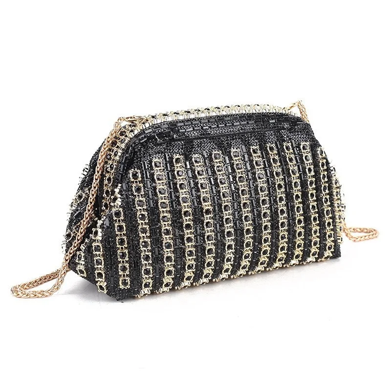 

Crystal Shiny Rhinestones Evening Bag Luxury Diamond Embedded Cloud Bag Women's Handbag Elegant Gemstone Chain Shoulder Bags