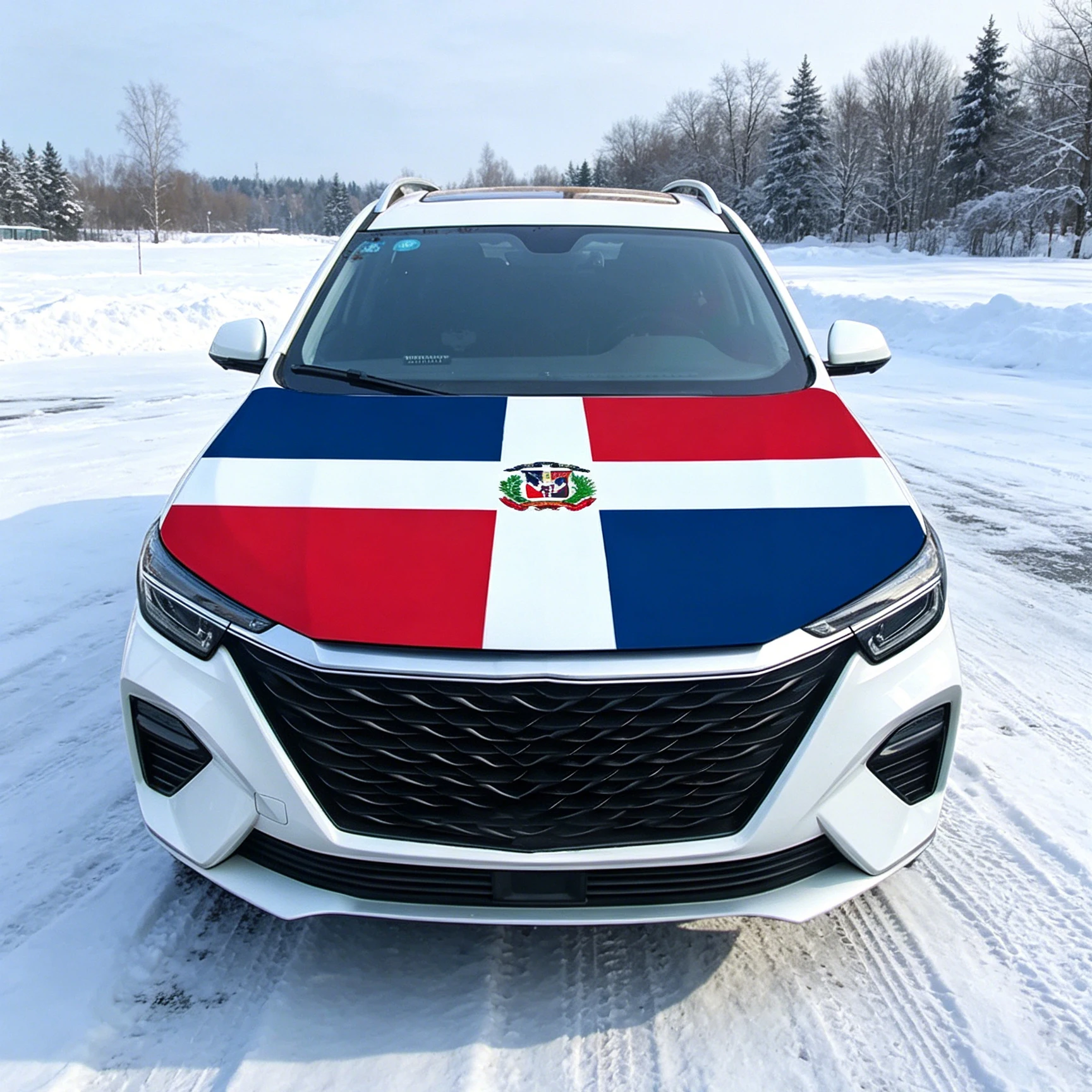 Dominica Dominican Republic Flag Car Engine Hood Cover National Flag For Vehicle Decoration