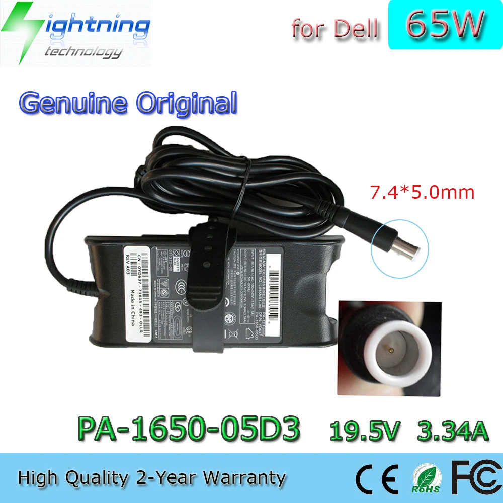 Nouvel adaptateur d'ordinateur portable d'origine 65W 19.5V 3.34A 7.4*5.0mm pour Dell ADP-65JB B DA65NS0-00 FA65NS0-00 HA65NS2-00 LA65NS1-00