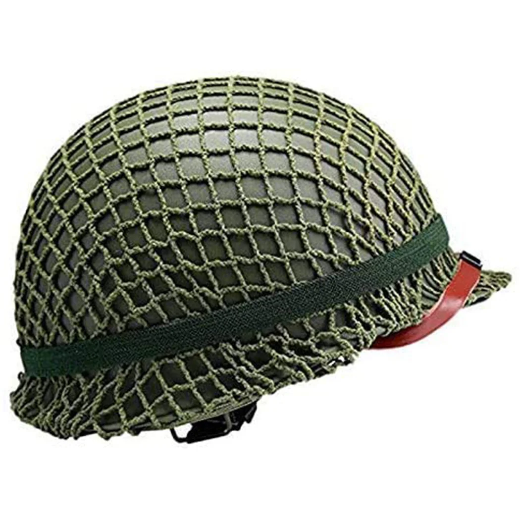 Perfect WW2 US Army M1 Green Replica Helmet with Net/Canvas Chinstrap DIY Painting, Suitable for Airsoft Paintball Cosplay