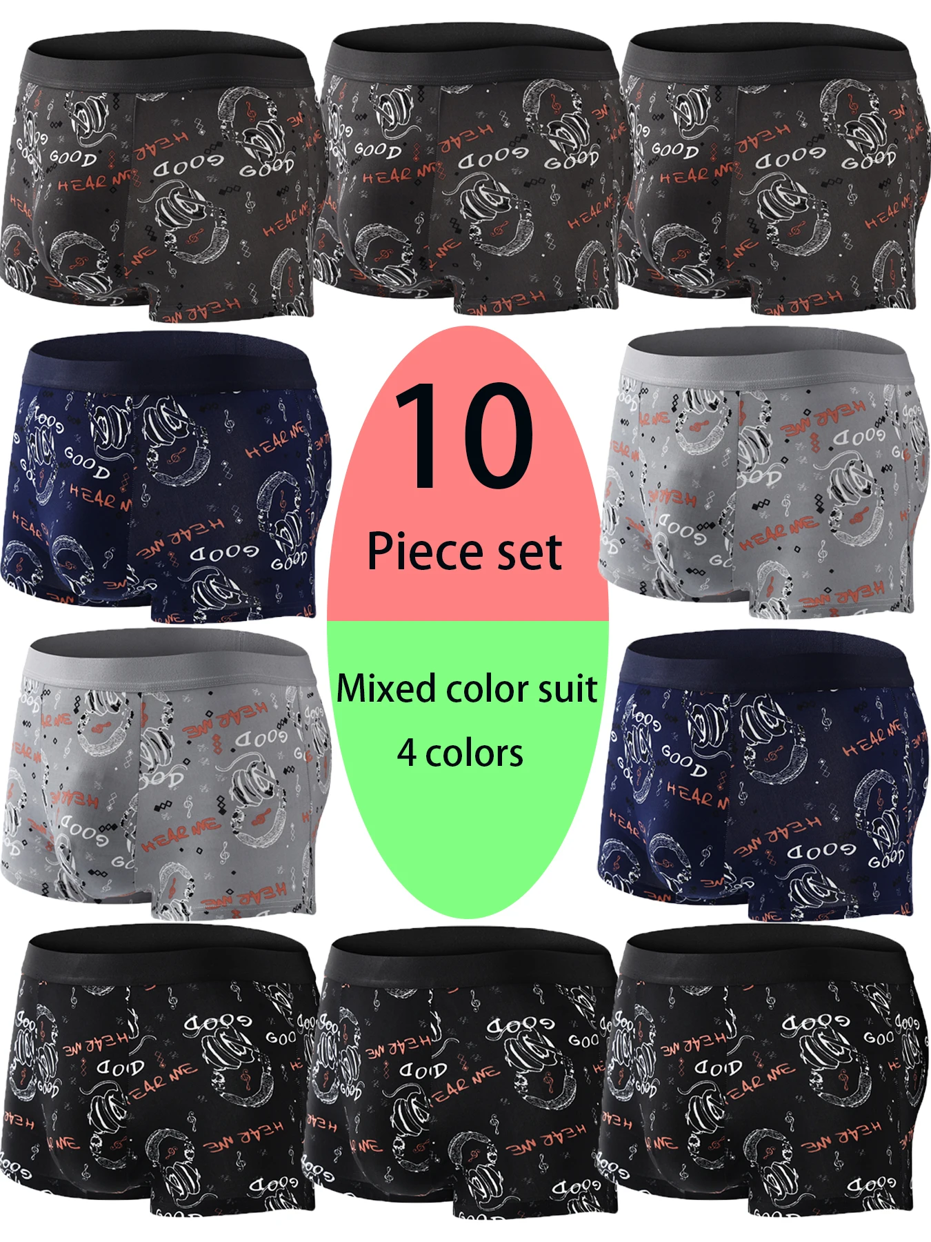 10PCS men's underwear comfortable breathable men's summer cool boxers trend men's floral underwear