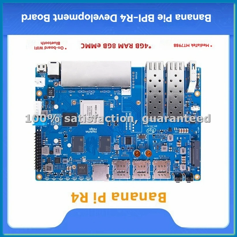 For Banana Pi -R4 Router Development Board 4GB RAM MT7988A with 2 SFP High-Performance Open-Source Router Board-A20R