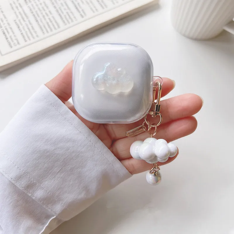 Cute Clouds For Samsung Galaxy Buds Pro/Live Soft TPU Anti-Fall Transparent Earphone Case for Galaxy Buds Pro 2 Cover