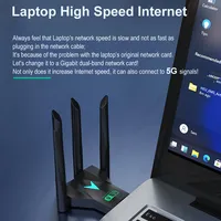 Dual Band 1300Mbps / 600M WiFi USB Adapter 2.4G/5Ghz Wi-Fi Dongle 802.11AC 4-Antenna Wireless Receiver For PC/Laptop Driver Free