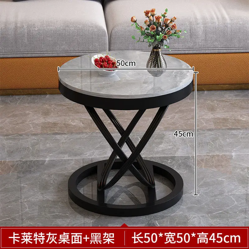 Italian rock slab coffee table, light luxury, modern small-sized living room, circular coffee table