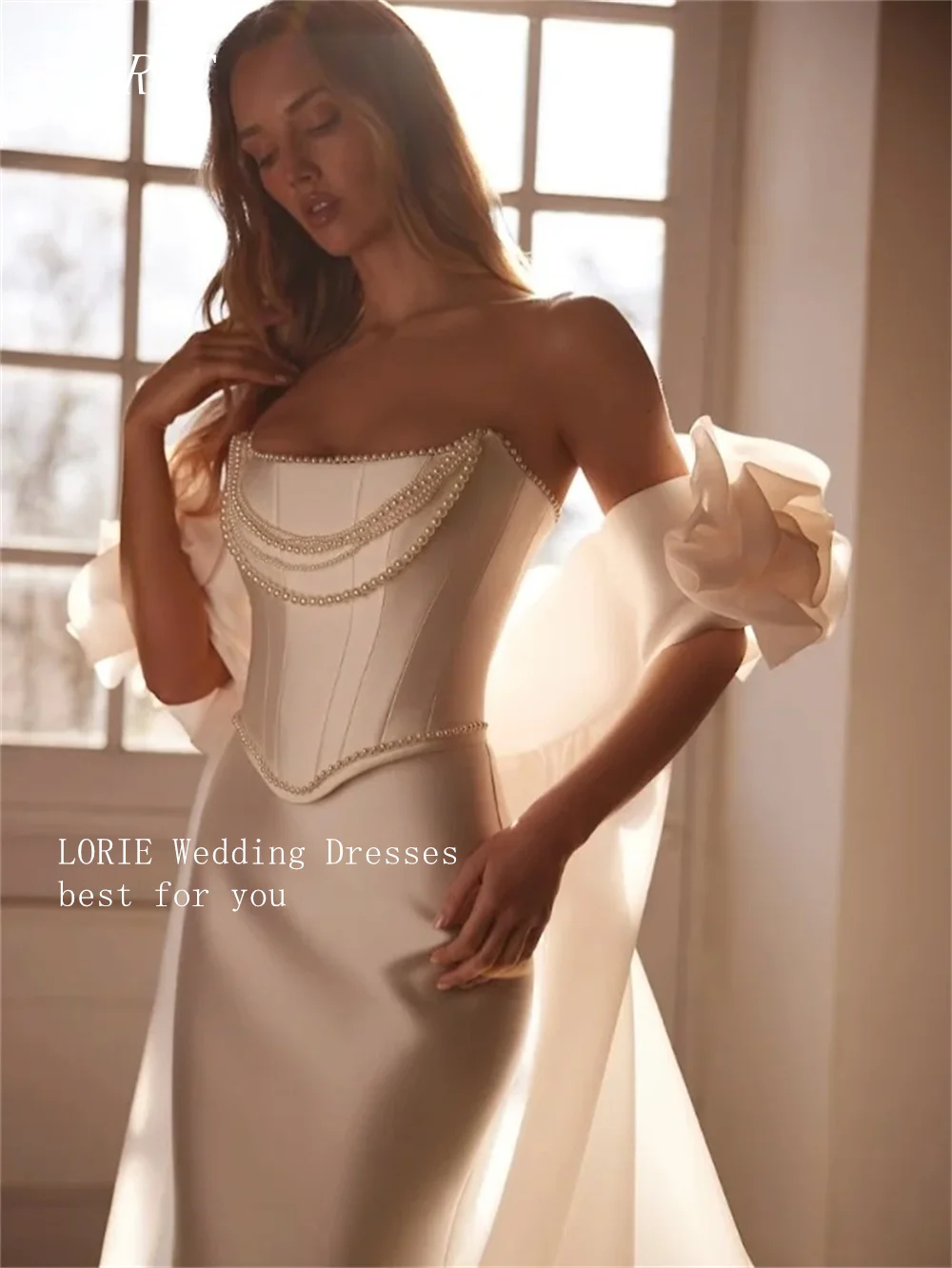 LORIE فستان زفاف فاخر مطرز بحورية البحر فساتين زفاف رائعة بدون حمالات مزينة بمزاج ثوب زفاف مخصص 2026 #2