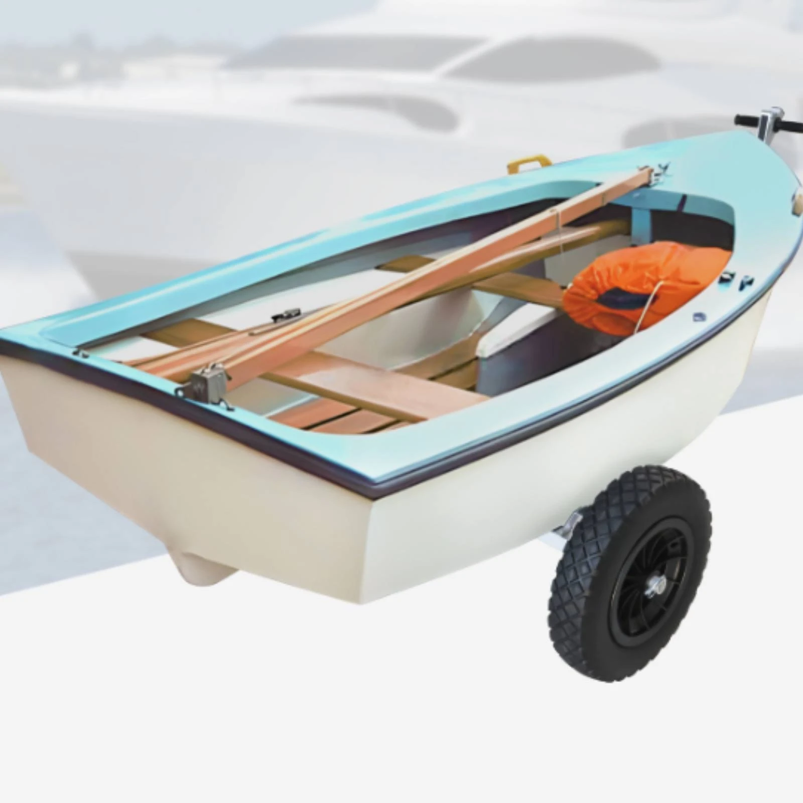Sailboat Trailer Pneumatic Boat Launching Dolly Launching Trolley Portable Trailer Dolly with Support Bracket Sturdy