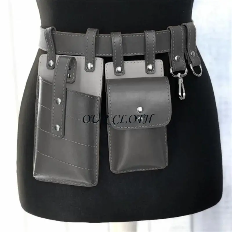 中世のスチームパンクレザーウエストバッグレザーベルト付き中世のウエスト電話バッグ男性用女性女性ハロウィーンY1AC