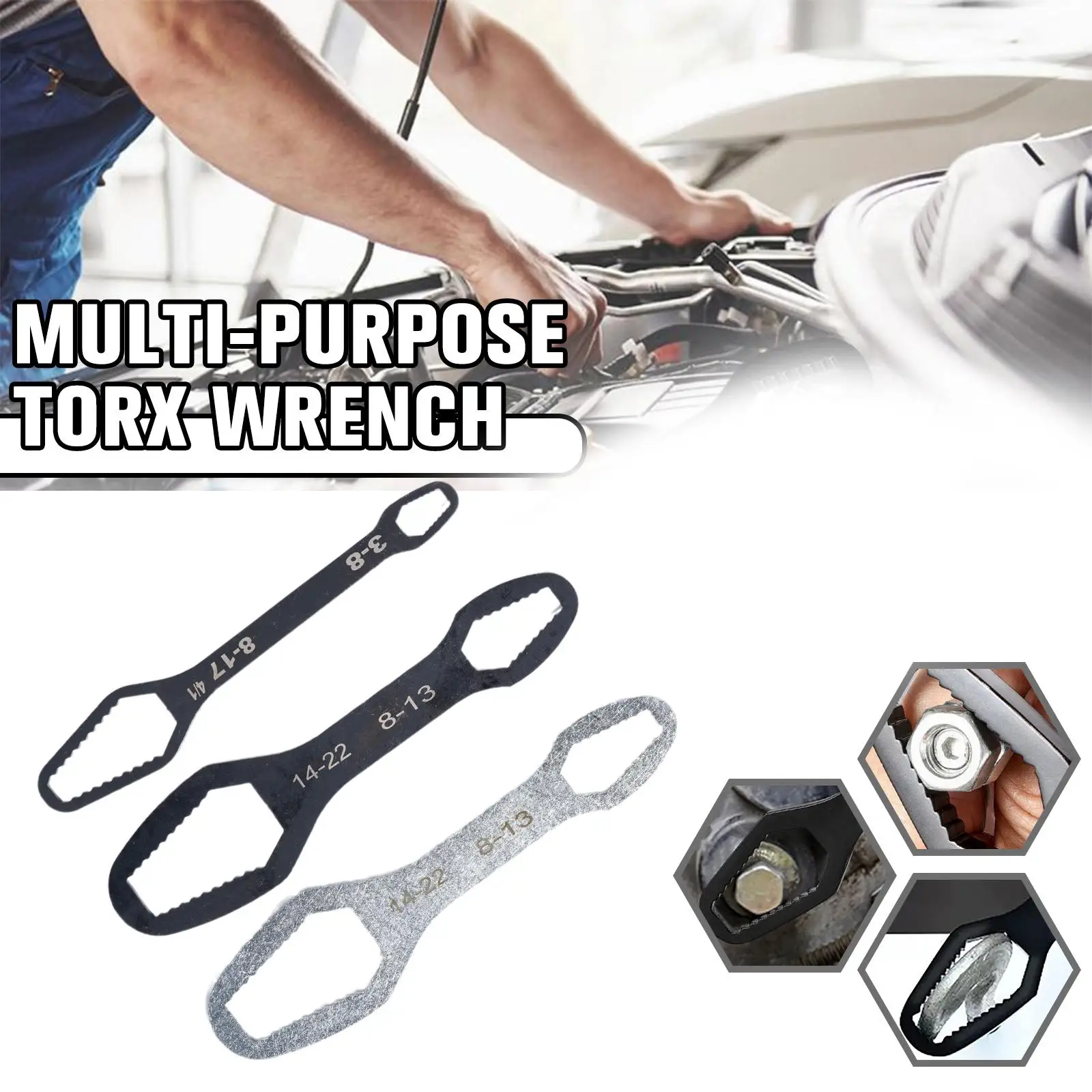 

Multifunctional Double Head Self-tightening Wrench Glasses Adjustable Wrench For Car Repair Head Plum Wrench Tool F0H2