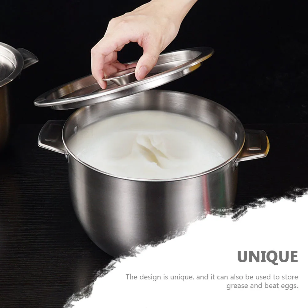 

304 Stainless Steel Oil Container Kitchen Storage Holder Large Capacity Mixing Bowl Salad Grease Egg Beater Household Cooking