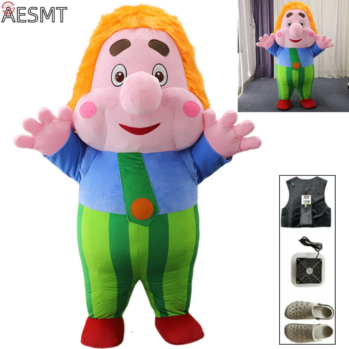 

260cm Inflatable Karlsson Costume Large Wearable Plush Cartoon Doll Mascot, Party Event Promotion and Performance Costumes