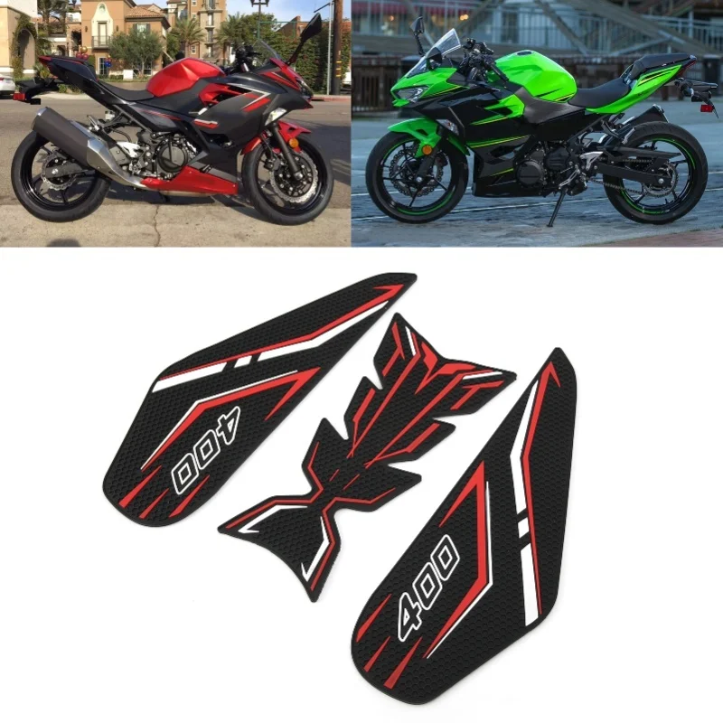 3Pcs Gas Fuel Tank Sticker Guard Anti Slip Protection Pad Fit For Kawasaki Z400 NINJA 400Red
