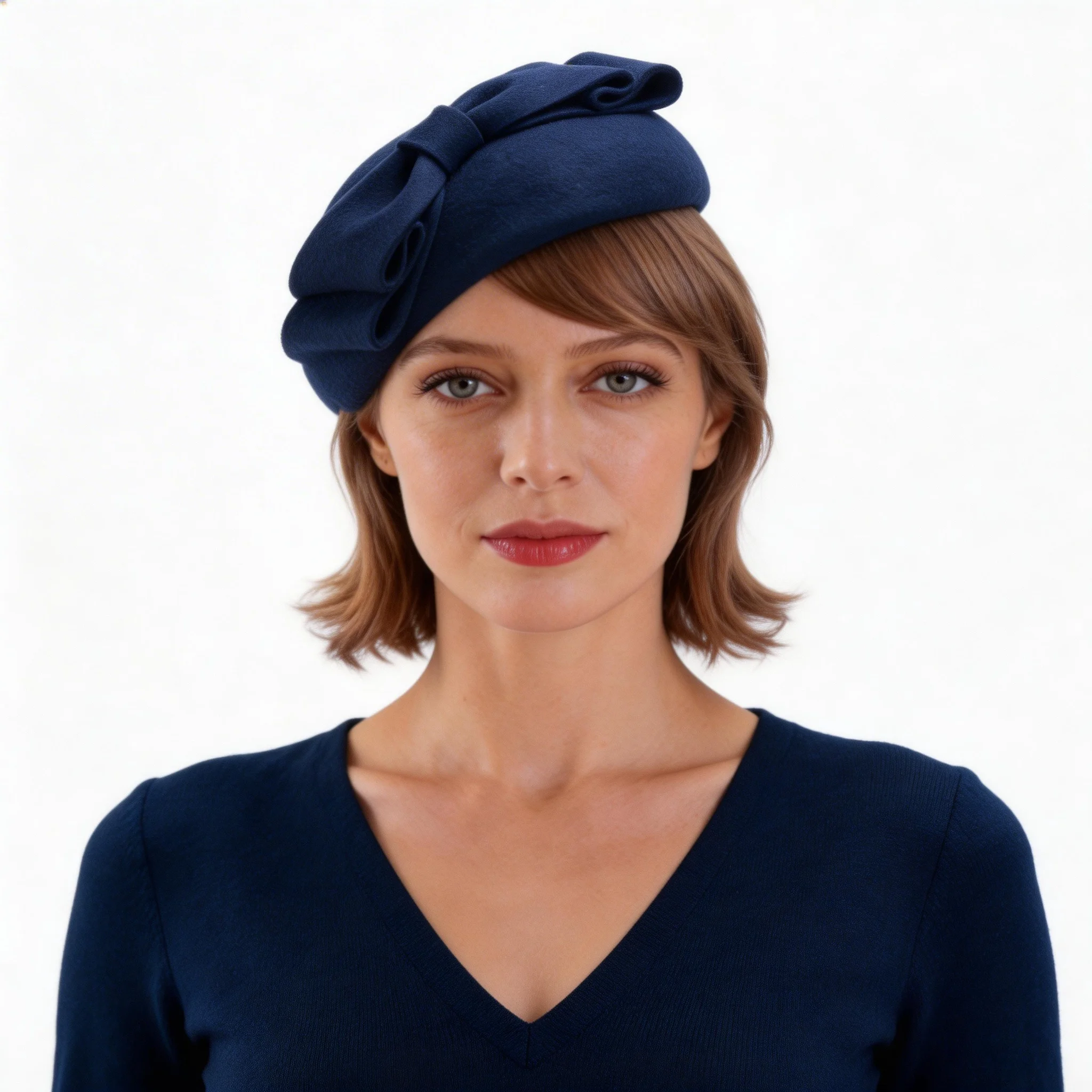 Lawliet Teardrop Womens 1940s Vintage Look Wool Felt Fascinator Pillbox Hat Bow Detail Tam Beret Casque Cocktail Hat A625