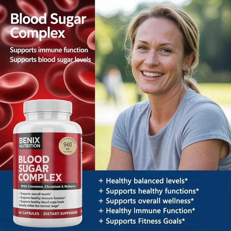 

Blood Sugar Complex Supplement - To Support Healthy Blood Sugar Balance, Improve Metabolism & Immune Function