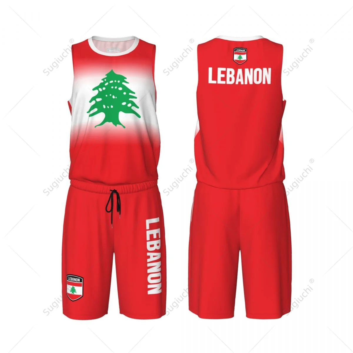 

Men Lebanon Flag Basketball Set Mesh Shirt & Pants Sleeveless