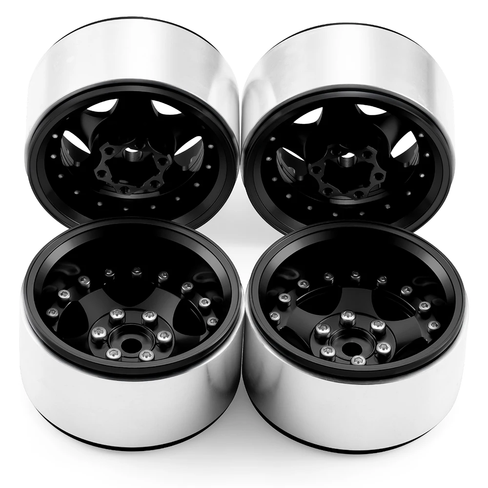 YEAHRUN 4 szt. Felgi Beadlock 1.9 cala z piastami do Axial SCX10 CC01 TRX4 TRX6 Wraith D90 1/10 RC Crawler Części Zamienne do Tuningu