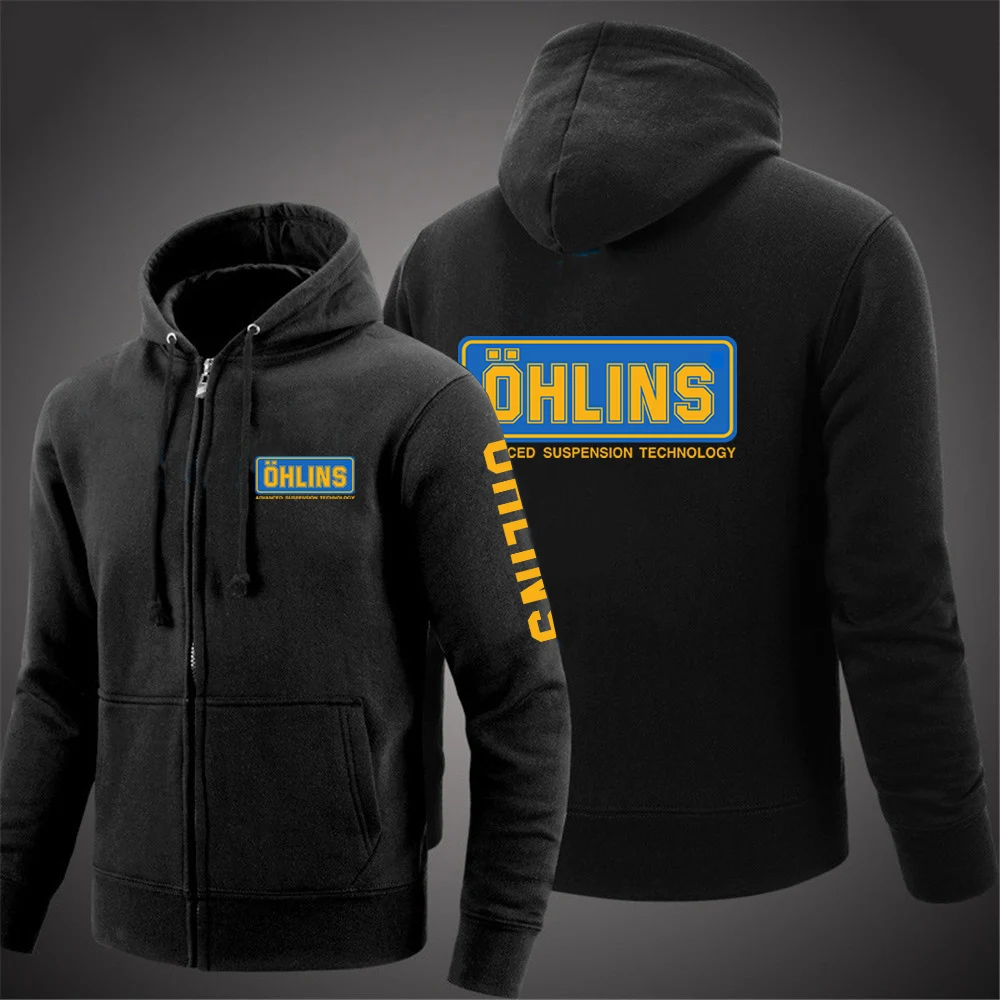 2026 Ohlins Logo Print Men's Fashion Spring And Autumn Solid Color Zipper Pullover Comfortable Harajuku Top Sweatshirts