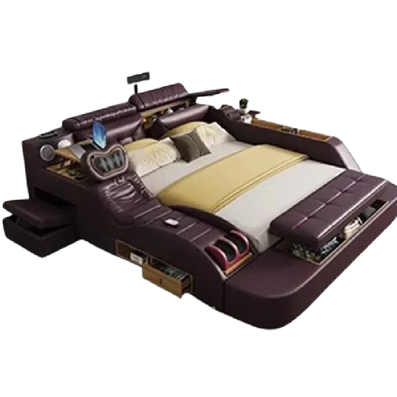 سرير كوري حديث فاخر طبيعة أوروبية فاخرة لغرفة النوم سرير بشري تصميم متعدد الوظائف لغرفة النوم كاماس أثاث منزلي بحجم كينغ