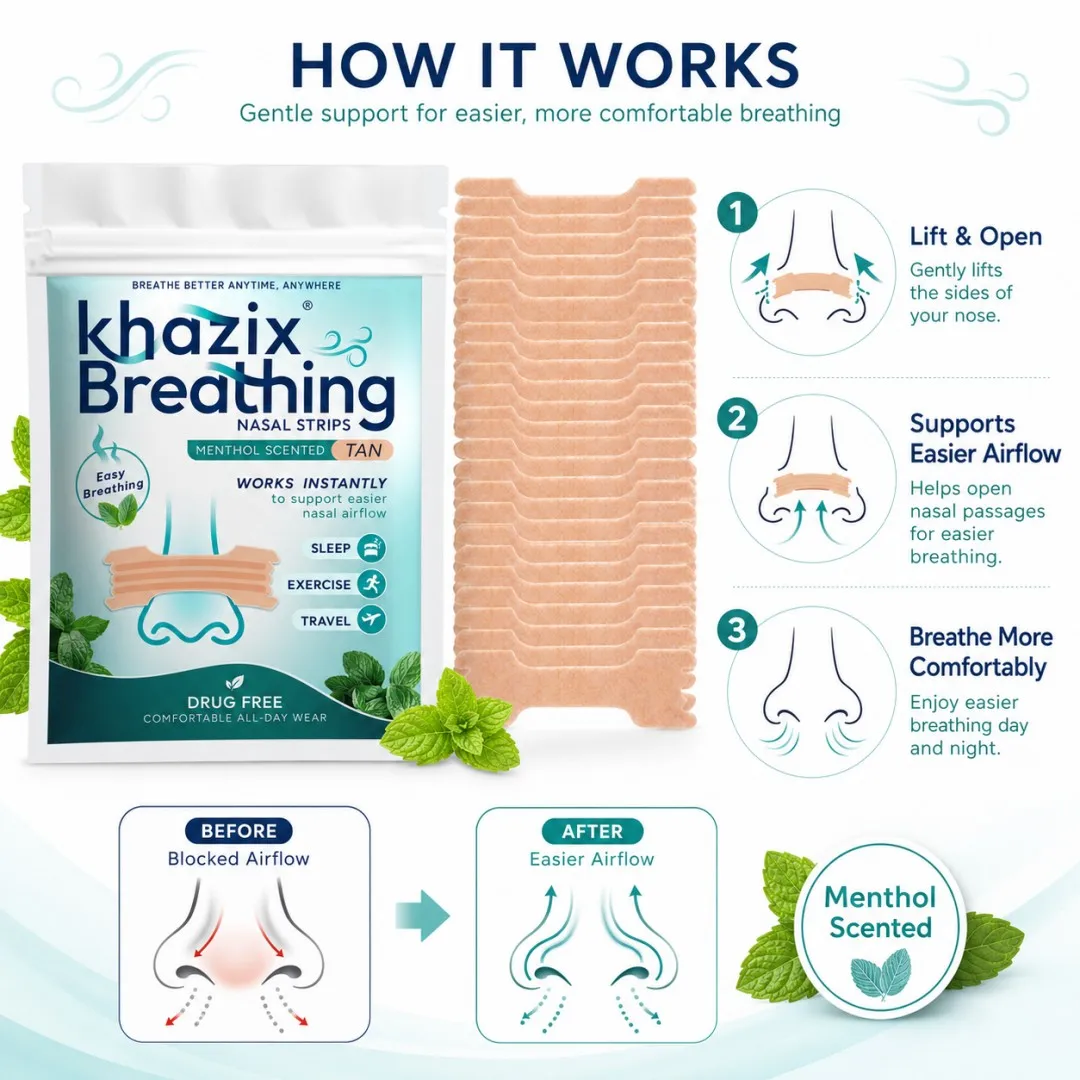 30PCS Menthol Nasal Strips for Easier Breathing, Comfortable Nose Strips for Sleep Exercise Travel Daily Use image 5