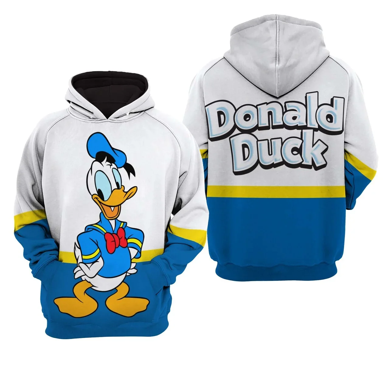 2024 Disney Donald Duck 3D Men and Women Zipper Hoodie Fashion Casual 3D Hoodie Autumn and Winter Thickened Hoodie Donald