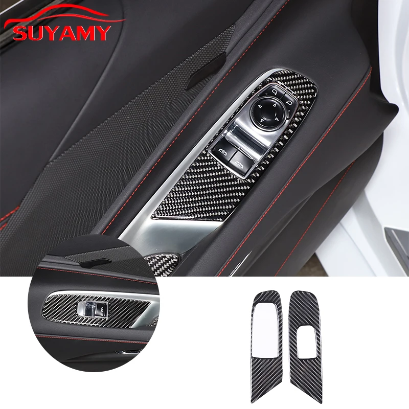 

Soft Carbon Fiber Car Window Lifting Control Panel Trim Stickers For 2020-2023 Corvette C8 Stingray Z51 Z06 Accessories