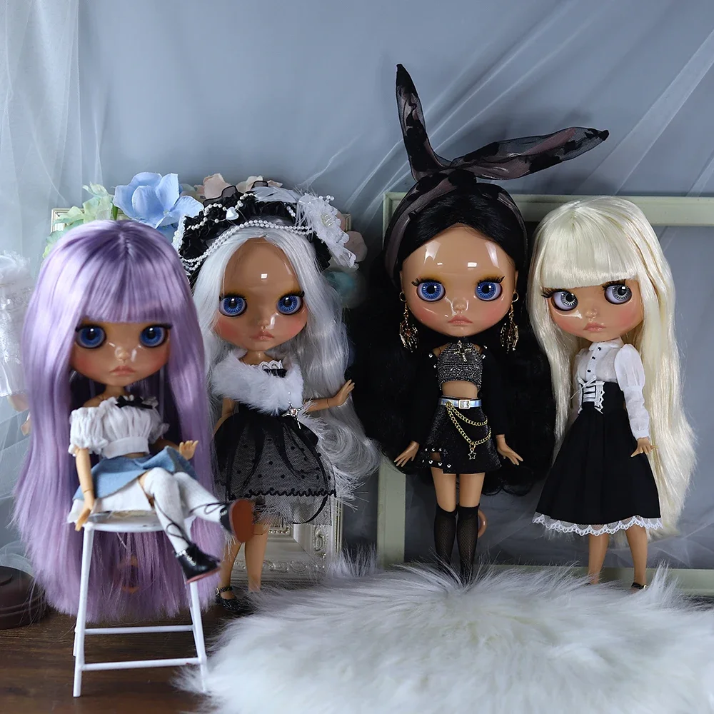 ICY DBS-Muñeca Blyth, piel bronceada, cara brillante, labios, disfraz de Cosplay, vestido de 30CM, muñeca BJD, regalo de Festival para niña, regalo de cumpleaños