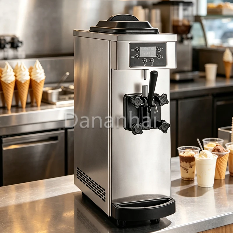 Commercial Frozen Yogurt Machine, Single Head Countertop Soft Serve Ice Cream Maker for Beverage Shop
