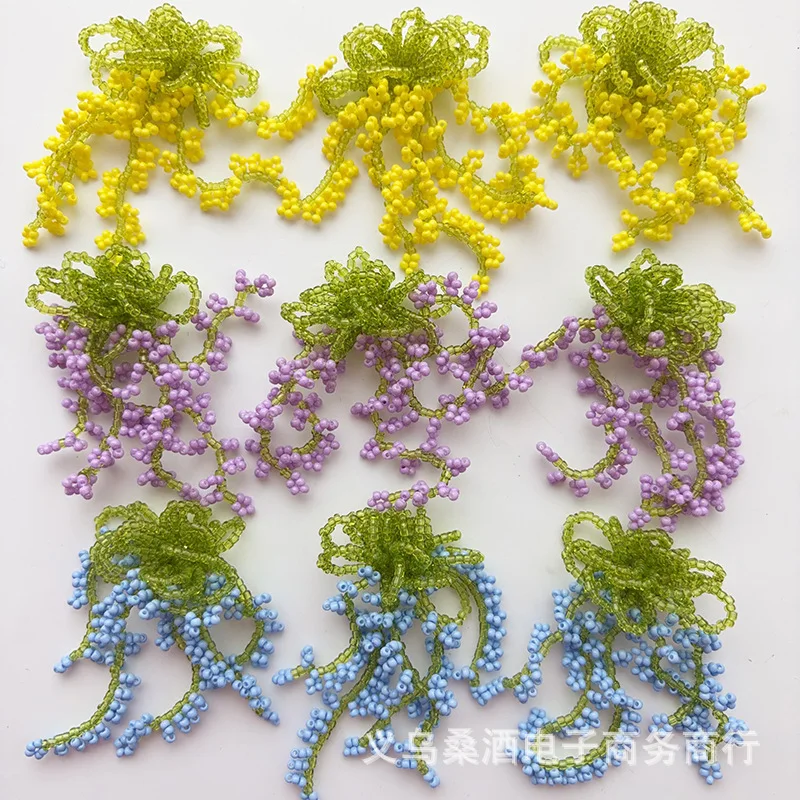 

Handmade Beaded Tassel Waterfall Flower Four Seasons Versatile Shoe Charm for Crocs Jelly Shoes DIY Crystal Decoration 3D Buckle