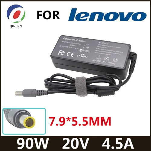 Imagen 1 del producto Adaptador de CA para portátil, cargador de 20V, 4,5a, 90W, 7,9x5,5mm, 8 pines, para Lenovo T6, R6, Z6, X6, X200, X300, 3000, C100, T60, E125, E430, E530, E4