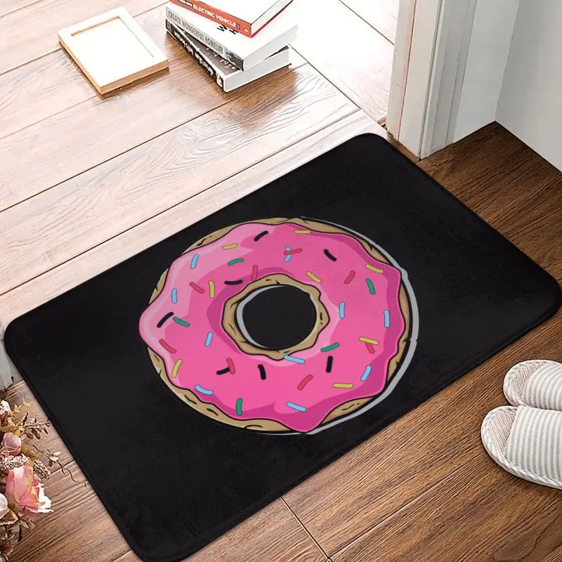 Cartoon Pink Donut With Sprinkles Floor Door Bath Kitchen Mat Anti-Slip Doughnut Doormat Bedroom Balcony Entrance Carpet Rug